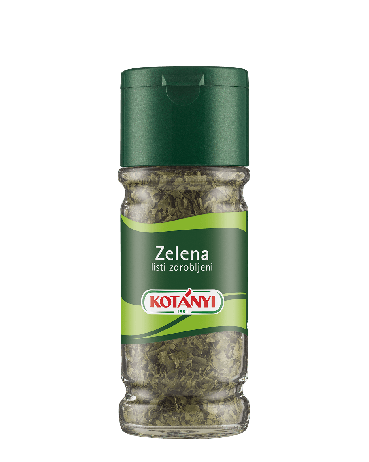 9001414140499 404906 Kotányi Zelena Listi Zdrobljeni Si Glass 100ml Vs