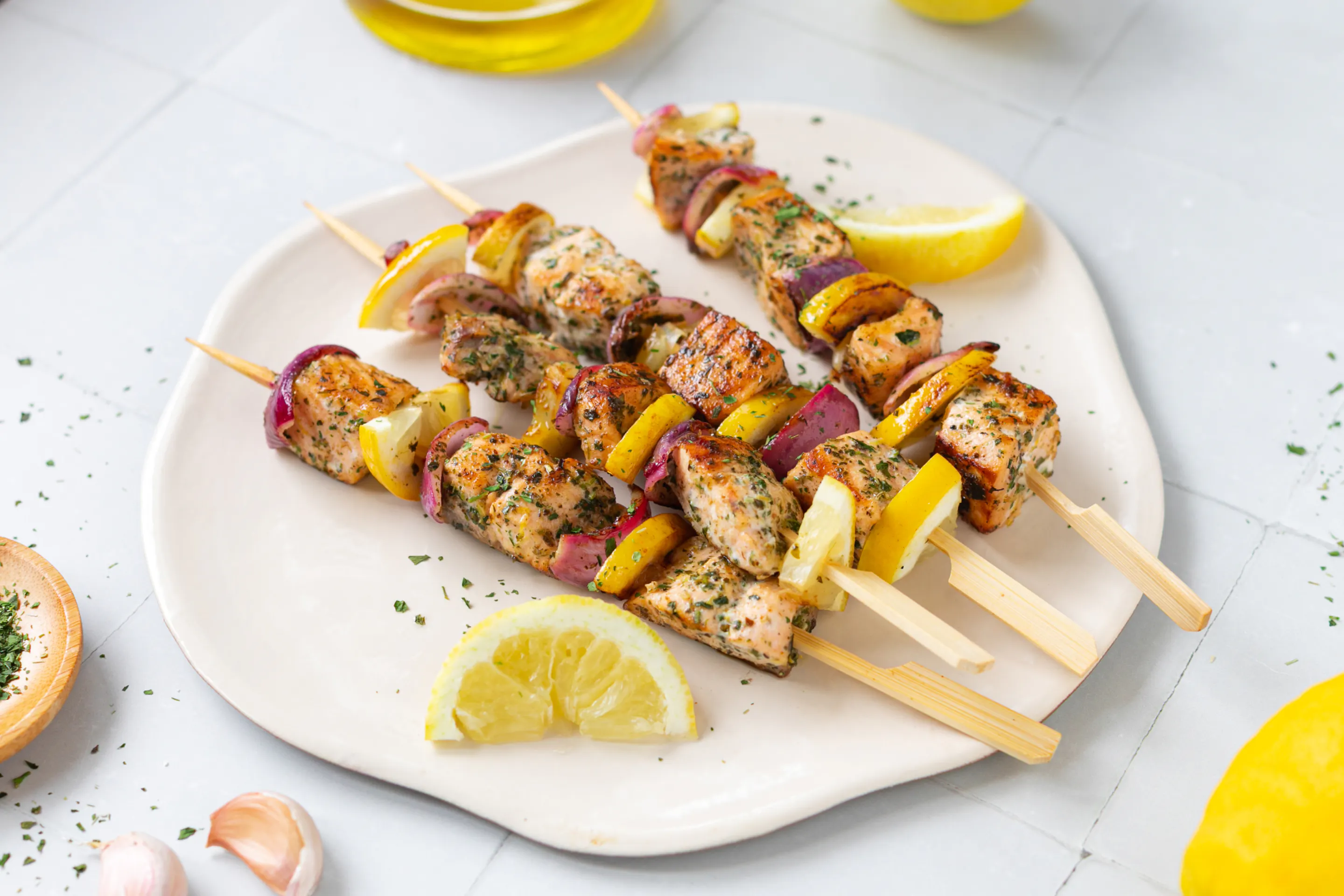 Salmon And Lemon Skewers